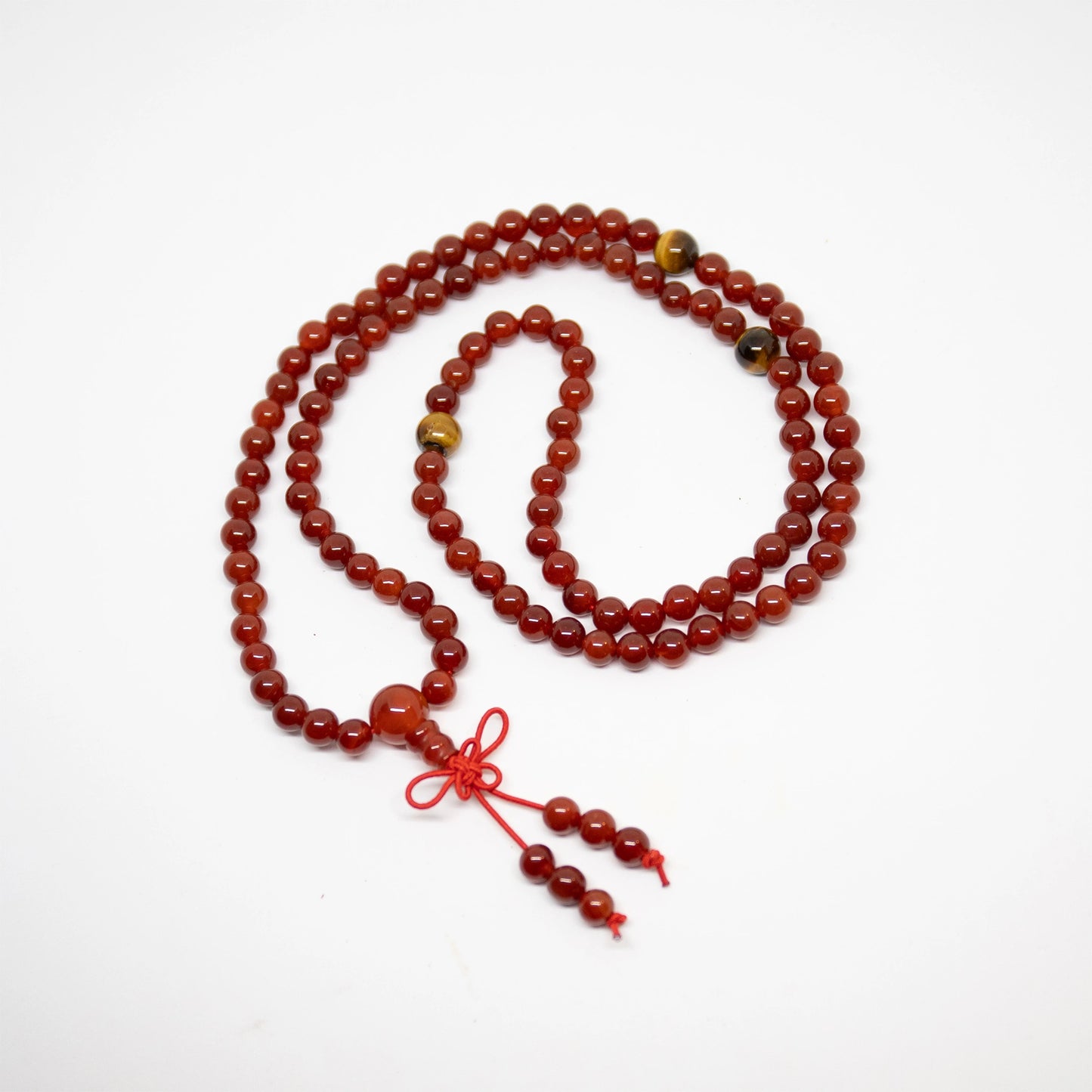 Stretchy Carnelian & Tiger's Eye 108 Mala Prayer Beads 6mm (1 Pack)