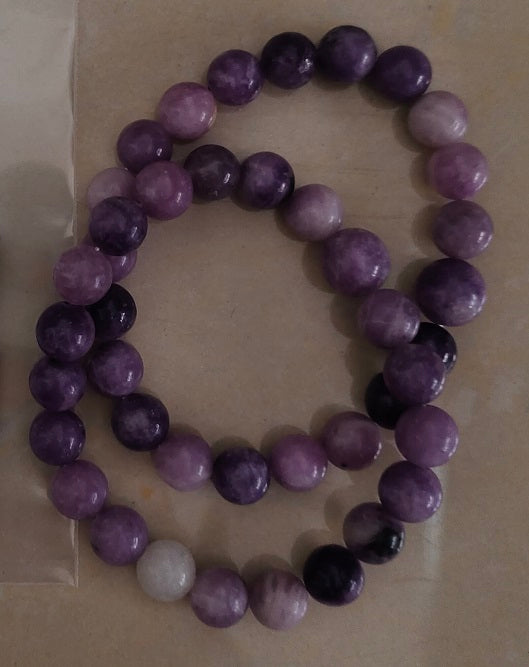 Lepidolite Beaded Bracelet - Wrist Mala - 10mm (2 Pack)