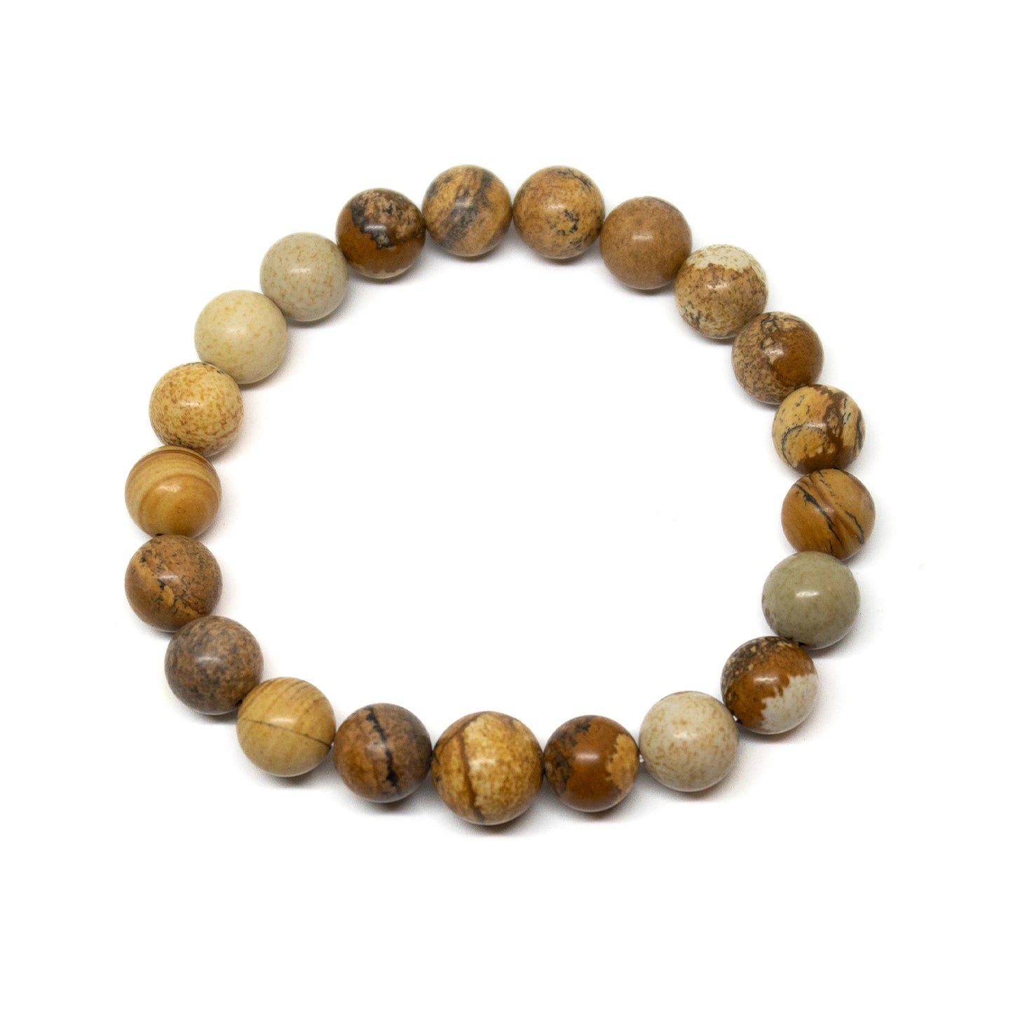 Long Size Picture Jasper Beaded Bracelet Wrist Mala 10mm (2 Pack)