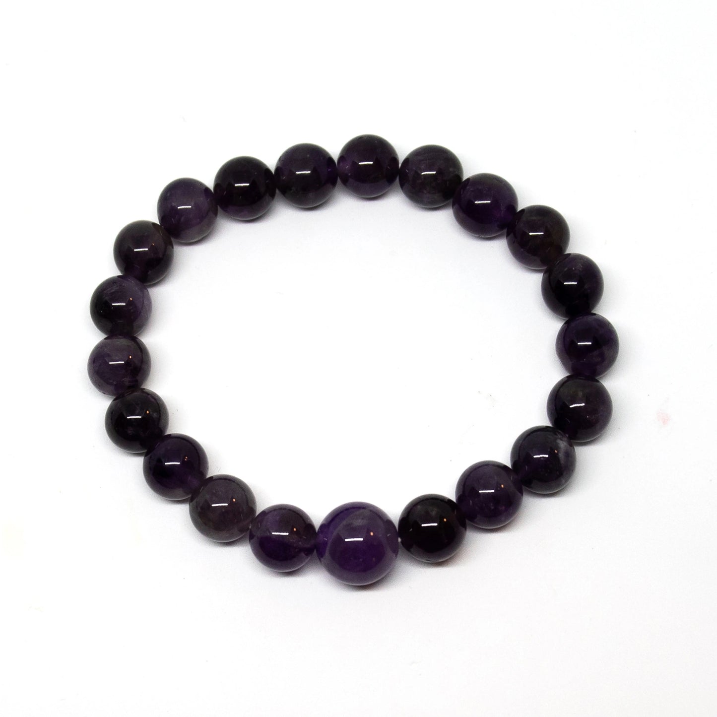 Long Size A Grade Amethyst Beaded Bracelet Mala 10mm (2 Pack)