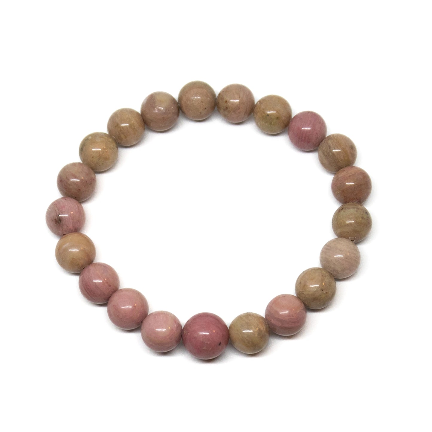 Long Size Rhodonite Beaded Bracelet - Wrist Mala - 10mm (2 Pack)