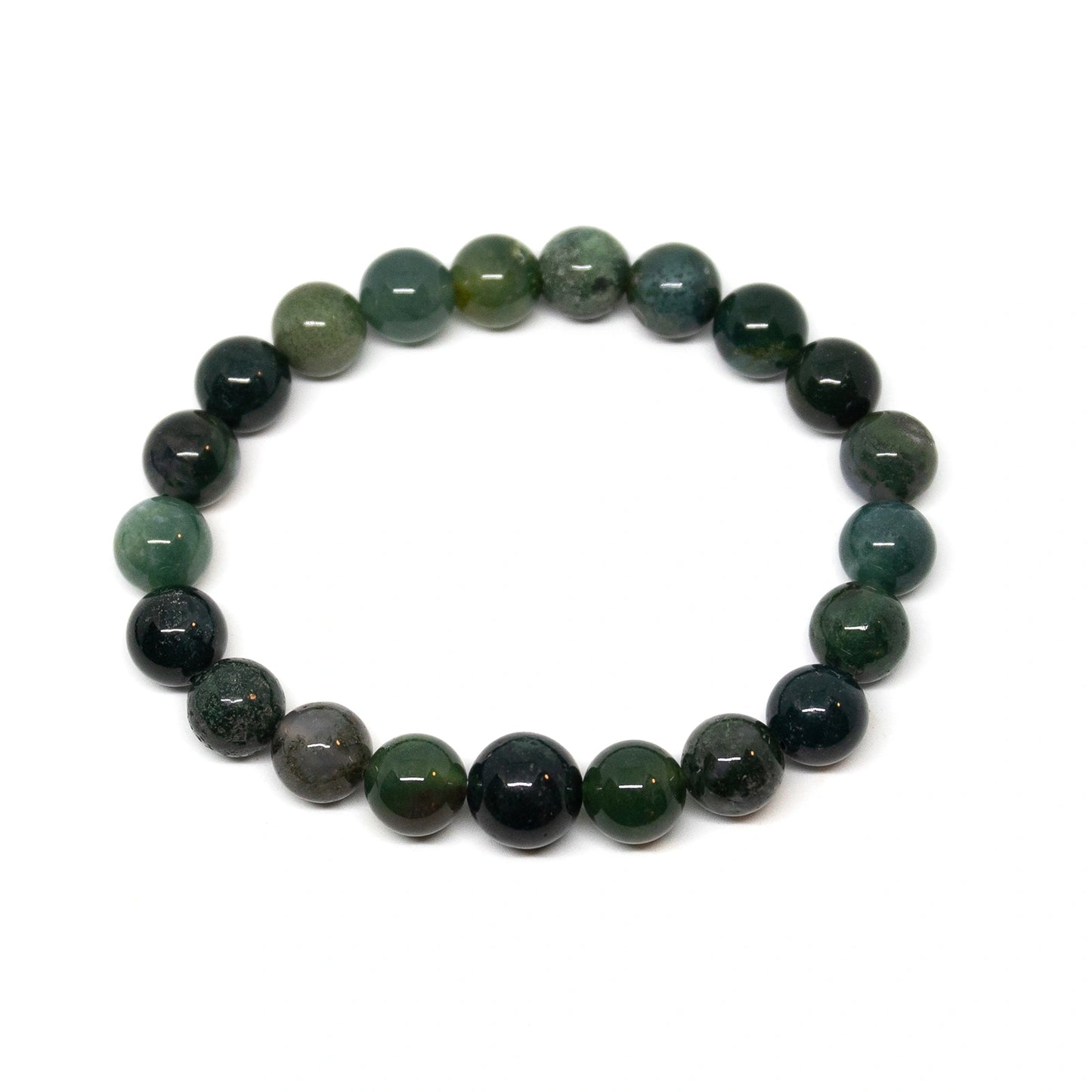 Long Size Moss Agate Beaded Bracelet - Wrist Mala - 10mm (2 Pack)