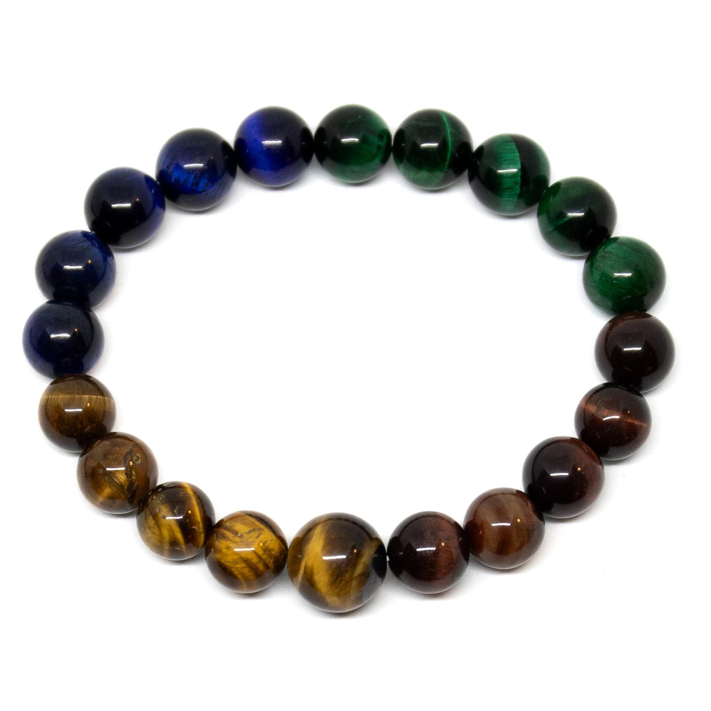 Long Size Green, Red, Blue & Yellow Tiger Eye Bracelet (1 Pack)