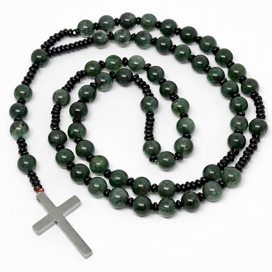 Moss Agate Gemstone Rosary - Prayer Beads - 8mm (1 Pack)