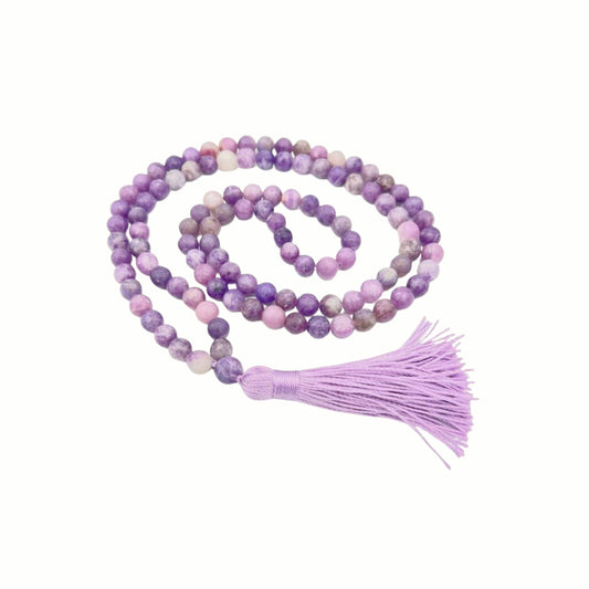 Lepidolite Zen 108 Bead Mala - Prayer Beads - 8mm (1 Pack)