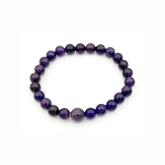Longer Length Amethyst Beaded Bracelet Wrist Mala 8mm (2 Pack)