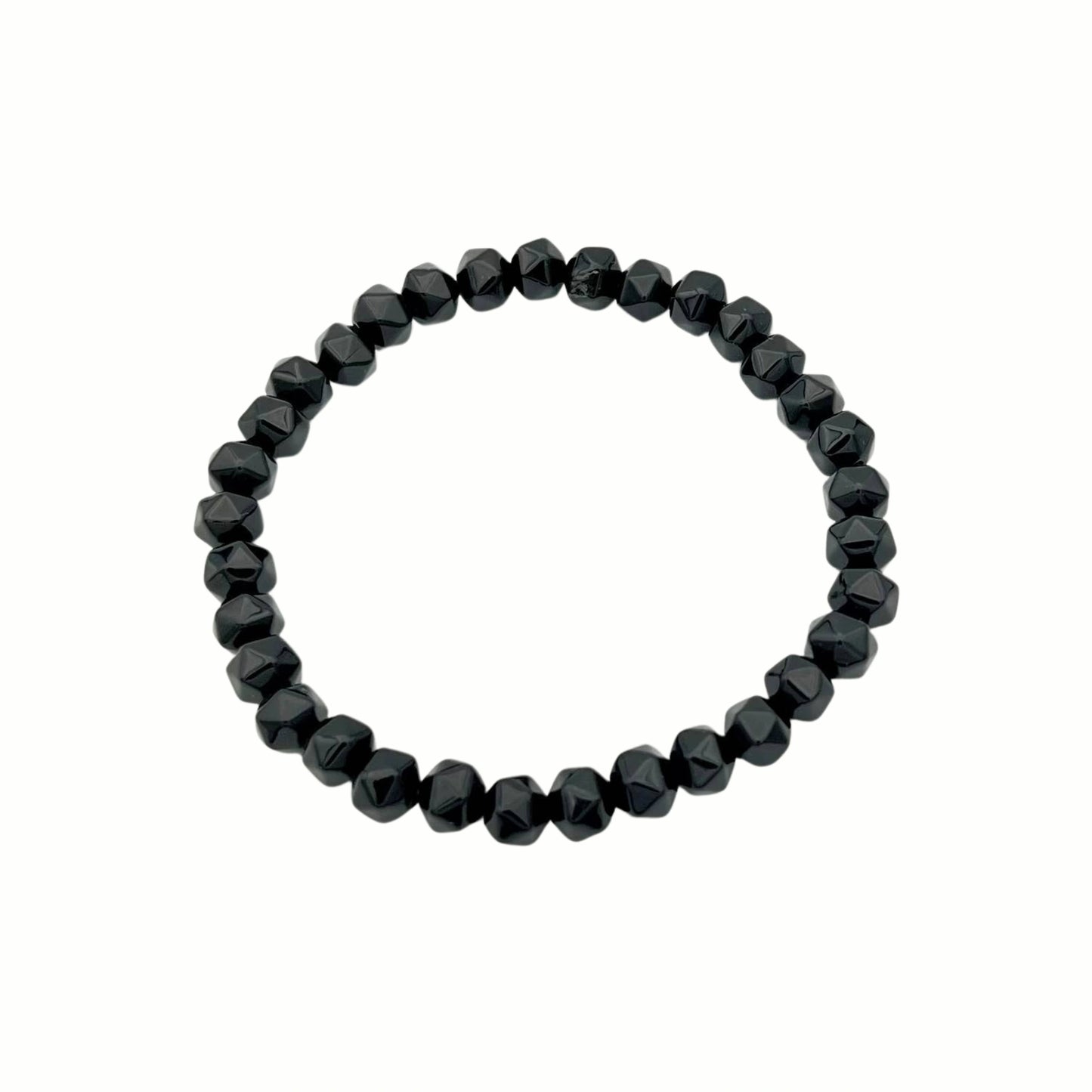 Longer Length Black Tourmaline 20 Sided Mala Bracelet 7mm (2 Pack)