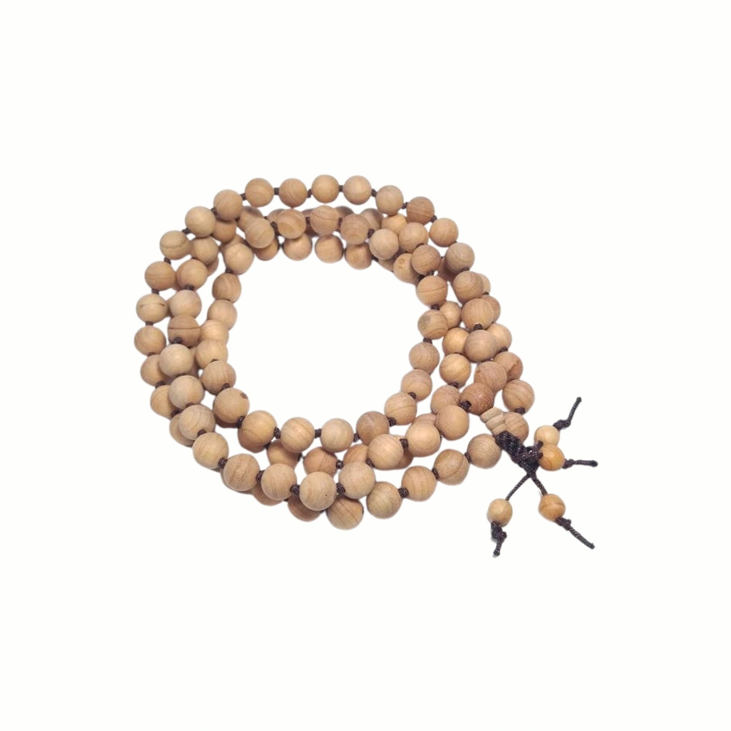 Cypress Wood Knotted 108 Mala - Prayer Beads - 8mm (1 Pack) (1 Pack)