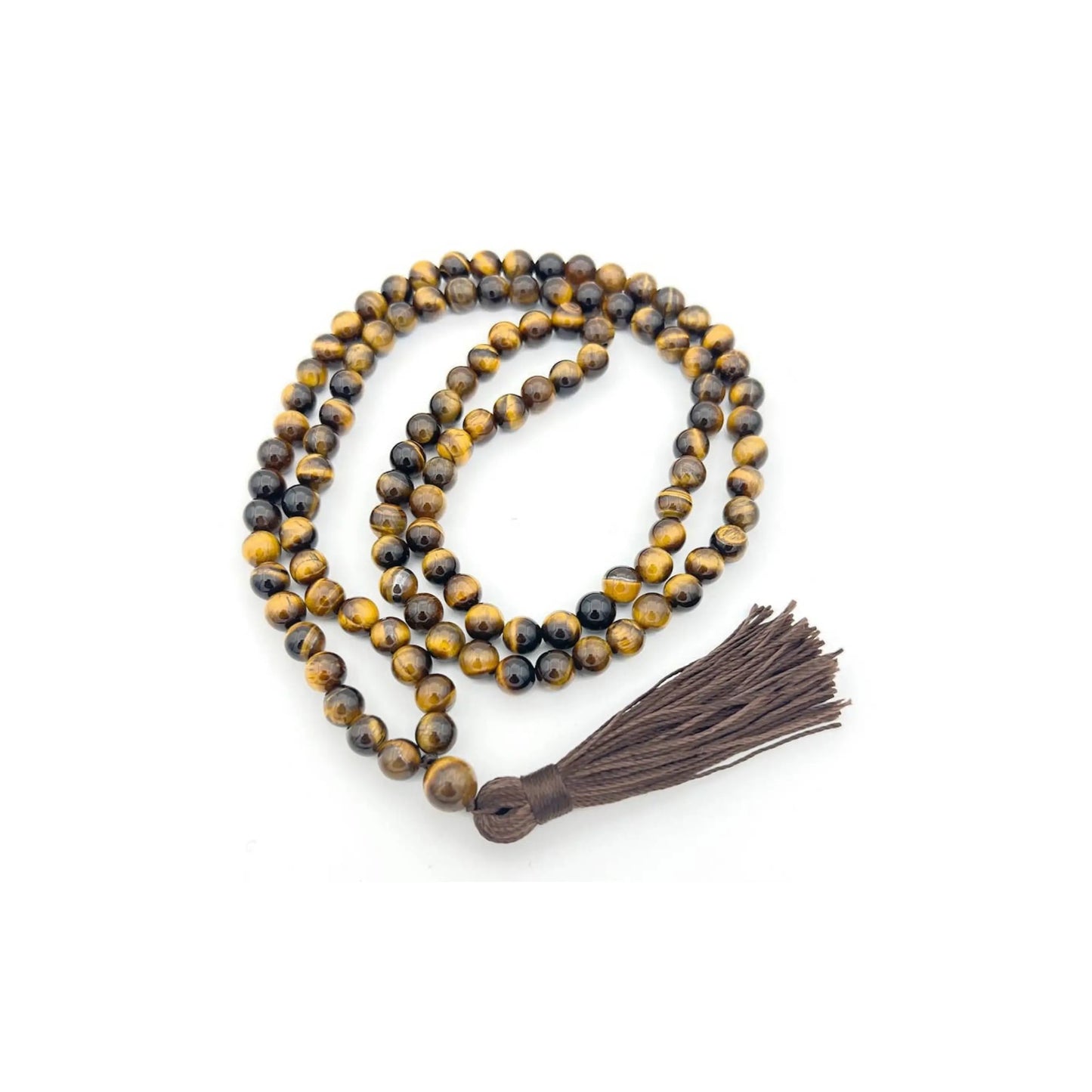 Tiger's Eye Zen Unknotted 108 Bead Mala - Prayer Beads - 8mm (1 Pack)