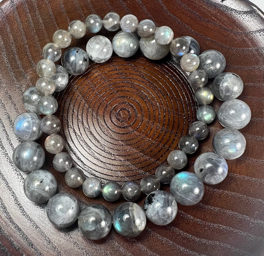 Labradorite Grade A Beaded Bracelet - Wrist Mala - 10mm (2 Pack) - Average Wrists