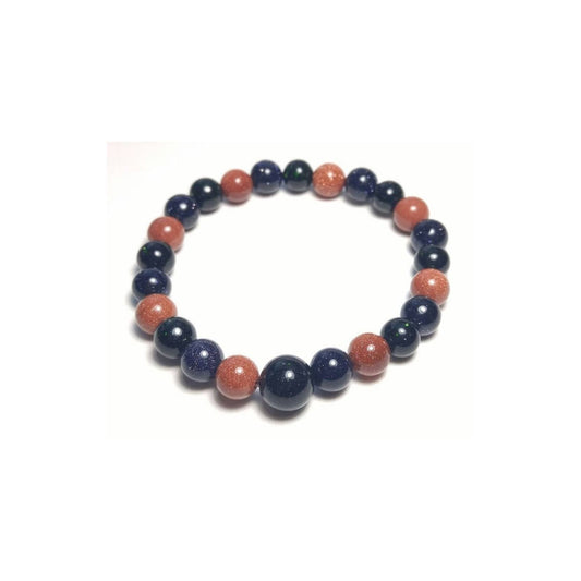 Red, Green & Blue Goldstone Beaded Bracelet - Wrist Mala 8mm (4 Pack)