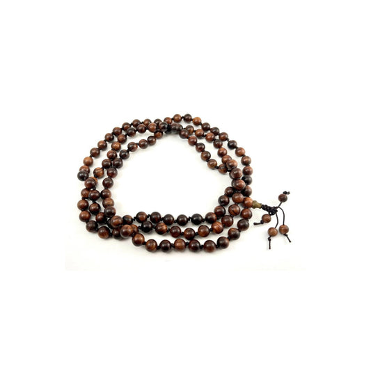 Black Pear Wood Knotted 108 Bead Mala - Prayer Beads - 8mm (1 Pack)
