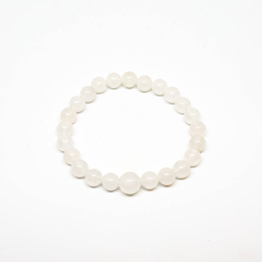 Longer Length White Jade Beaded Bracelet - Wrist Mala - 8mm (4 Pack)