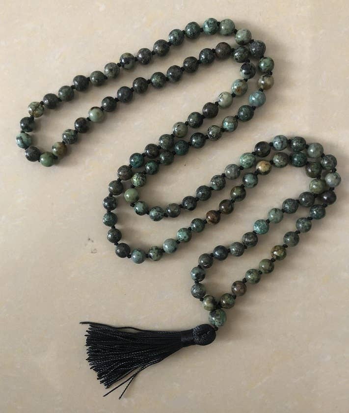 African Turquoise Knotted 108 Mala - Prayer Beads - 8mm (1 Pack)
