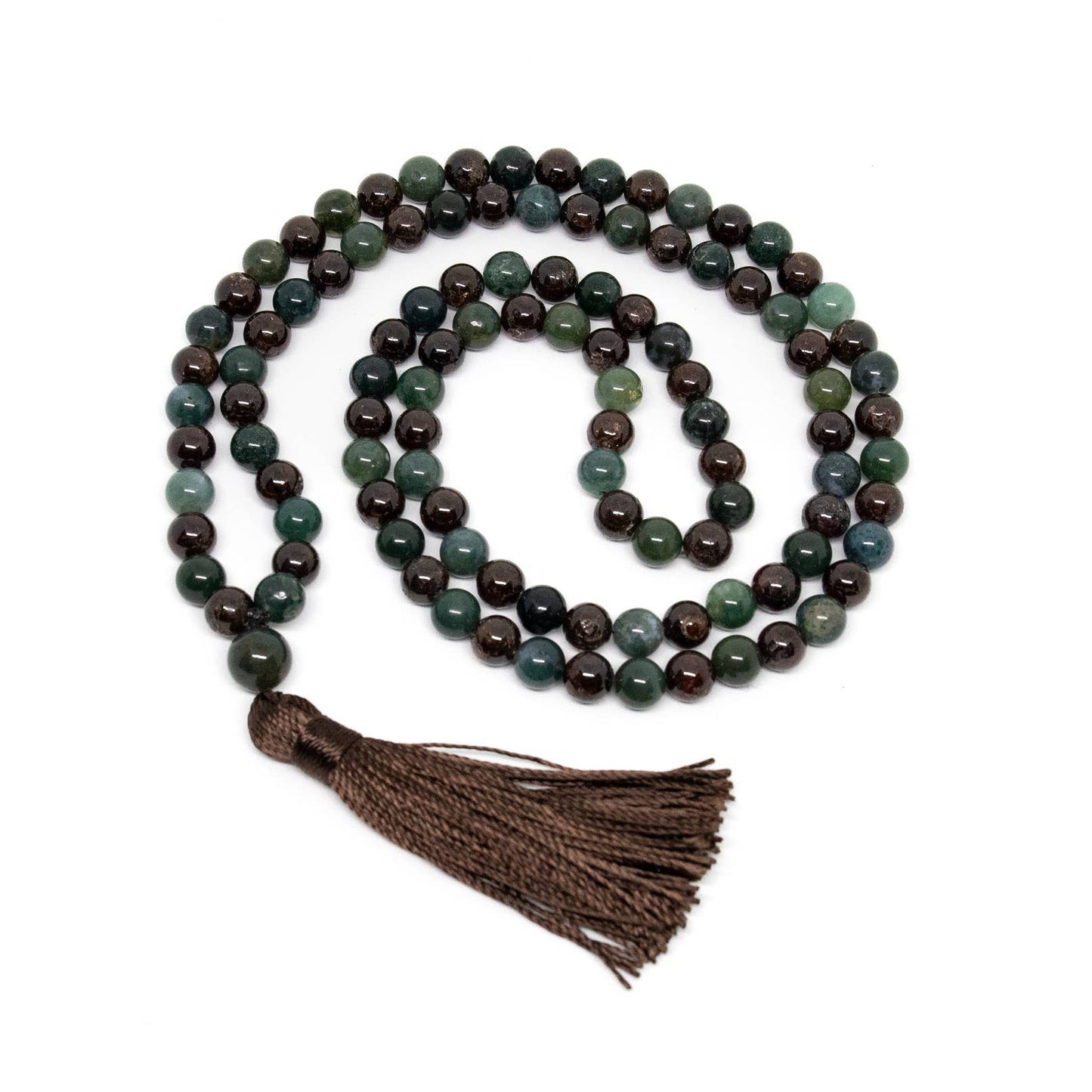 Garnet & Moss Agate Zen 108 Mala - Prayer Beads - 8mm (1 Pack)