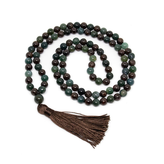 Garnet & Moss Agate Zen 108 Mala - Prayer Beads - 8mm (1 Pack)