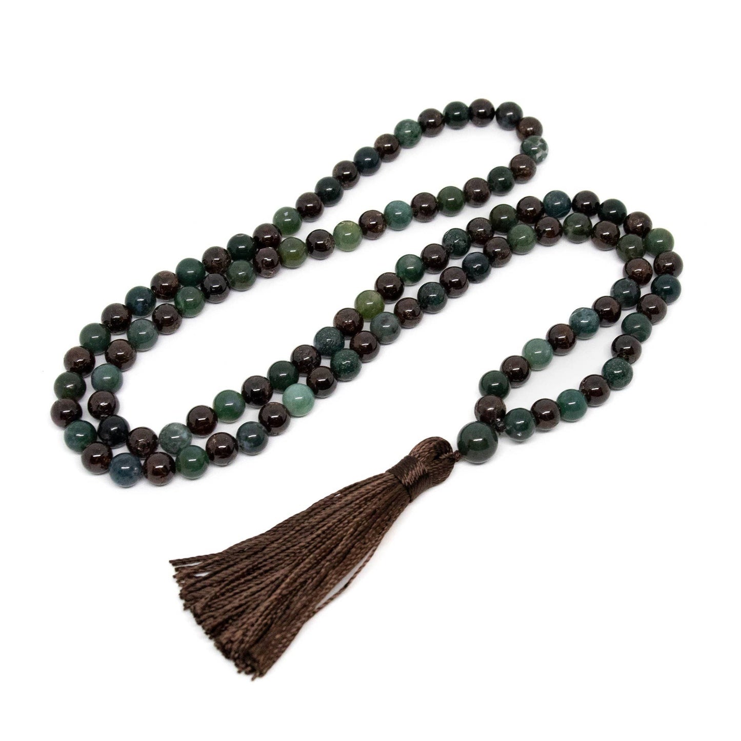 Garnet & Moss Agate Zen 108 Mala - Prayer Beads - 8mm (1 Pack)