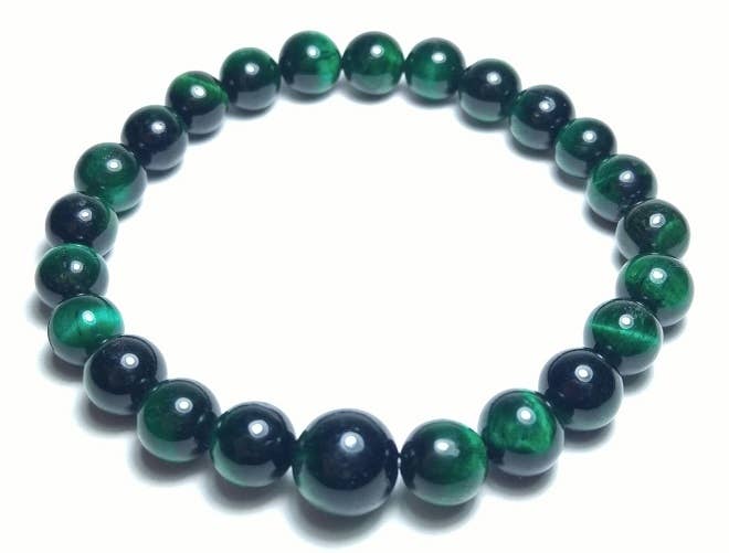 High Quality Dyed Green Tiger's Eye Beaded Bracelet - 8mm (2 Pack)
