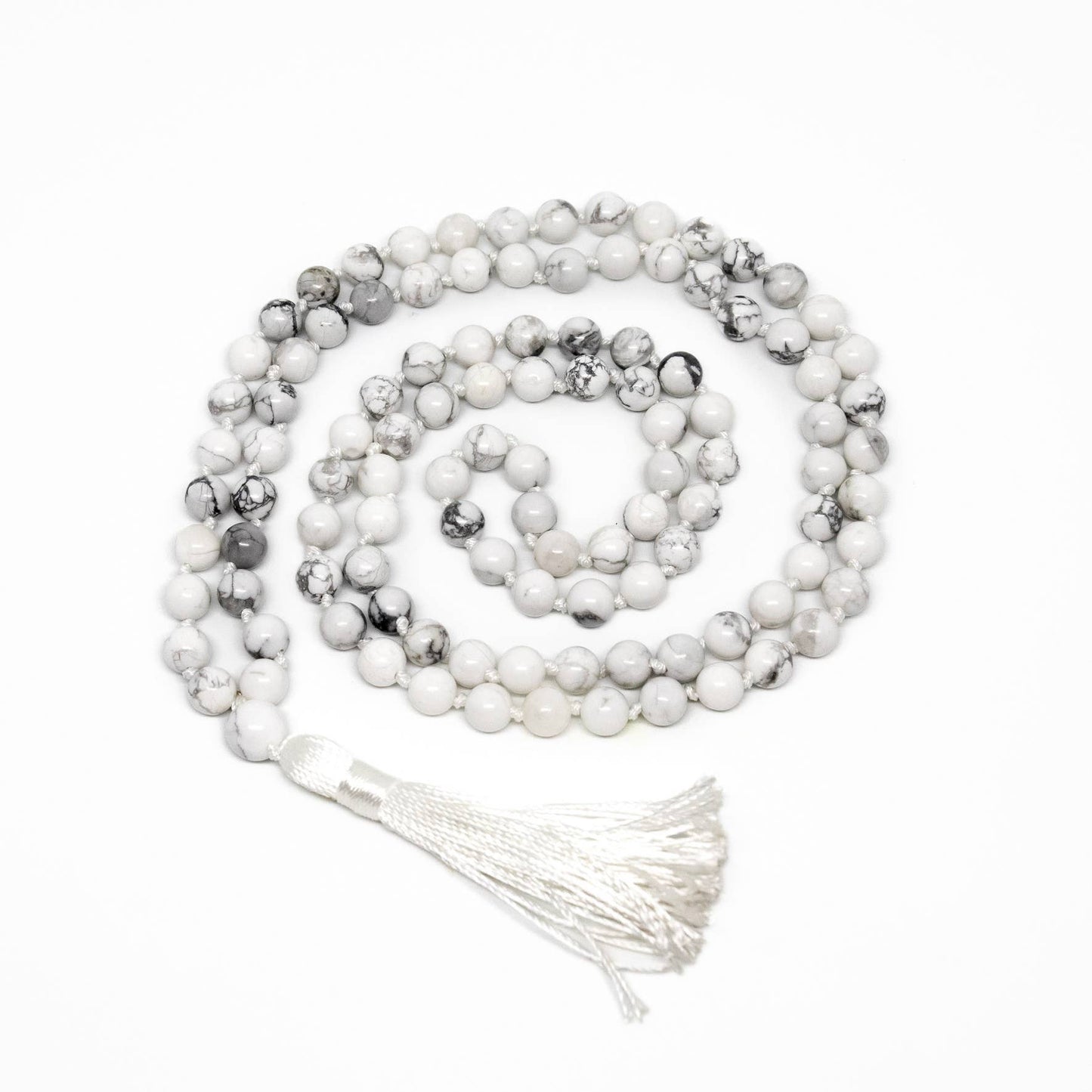 Howlite Knotted 108 Bead Mala - Prayer Beads - 8mm (1 Pack)