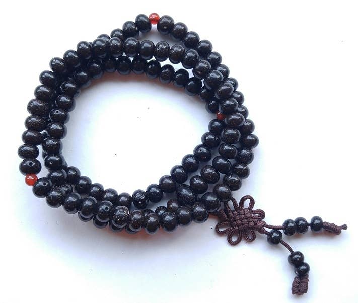 Black Lotus Seed Zen108 Bead Mala - Prayer Beads - 6x8mm (1 Pack)