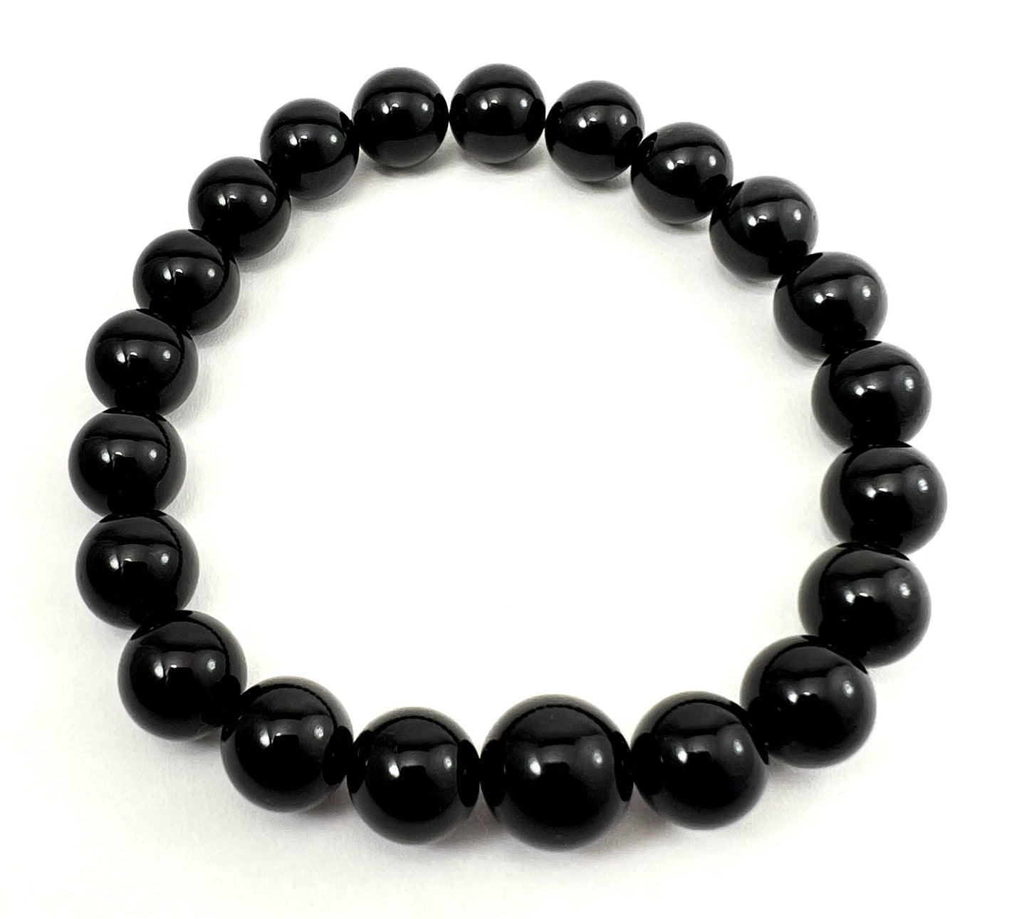 Long Size Black Obsidian Beaded Bracelet Wrist Mala 10mm (2 Pack)