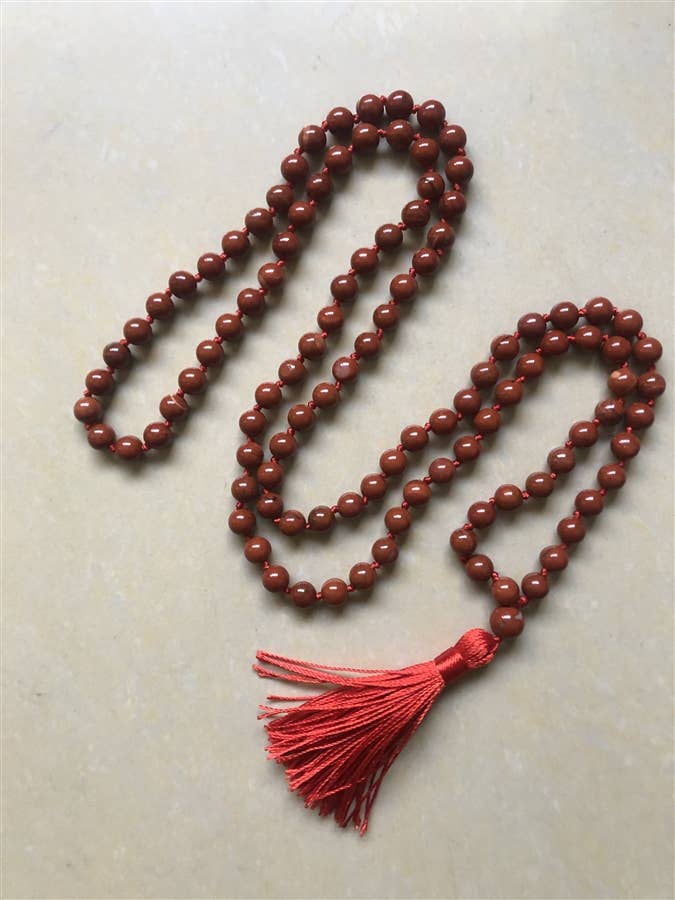 Red Jasper Knotted 108 Bead Mala Prayer Beads - 8mm (1 Pack)