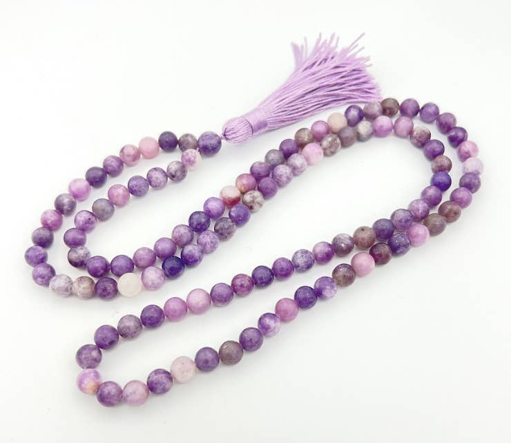 Lepidolite Zen 108 Bead Mala - Prayer Beads - 8mm (1 Pack)
