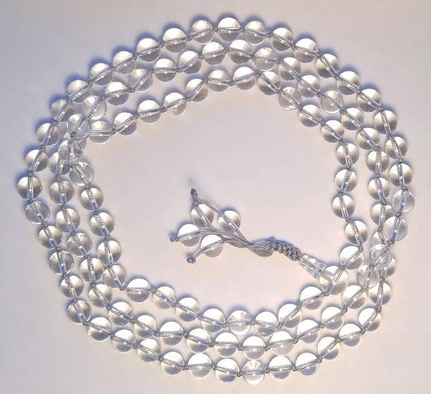 Clear Quartz Knotted 108 Bead Mala - Prayer Beads - 8mm (1 Pack)
